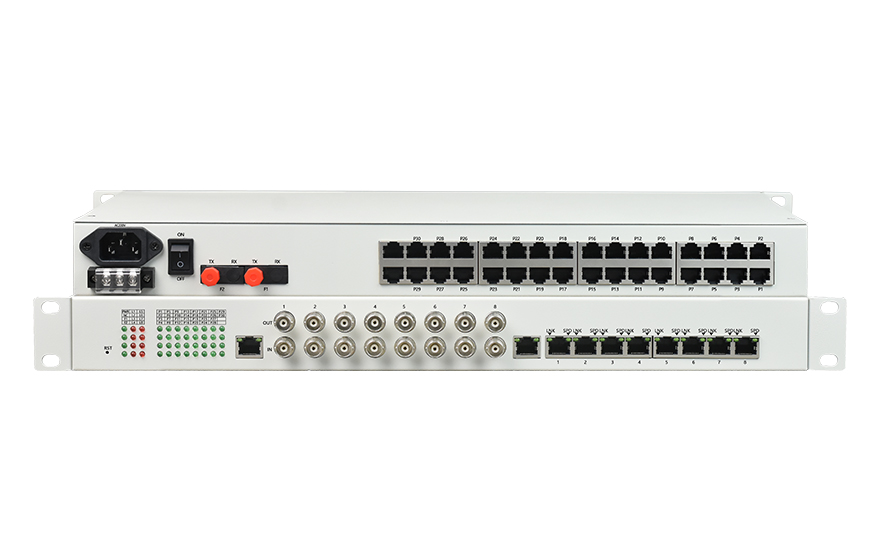 飛暢科技-32路電話+8E1+8FE物理隔離（1+1光備份，19英寸）電話光端機